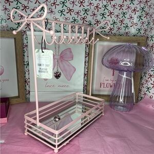 Pink Bow Coquette Jewelry Holder Stand